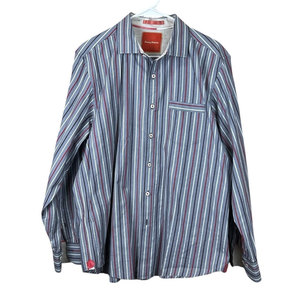 Tommy Bahama Men's Sz L Striped Button-Down Shirt Casual Island Lifestyle Cotton